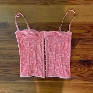 Pink lace corset top